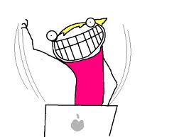 Going crazy at the computer.
